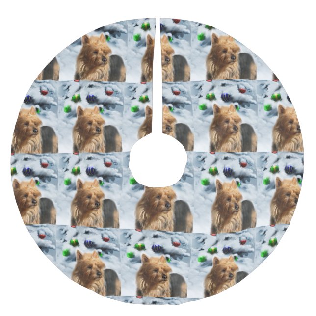 Jupon De Sapin En Polyester Brossé Noël australien Terrier (Devant)