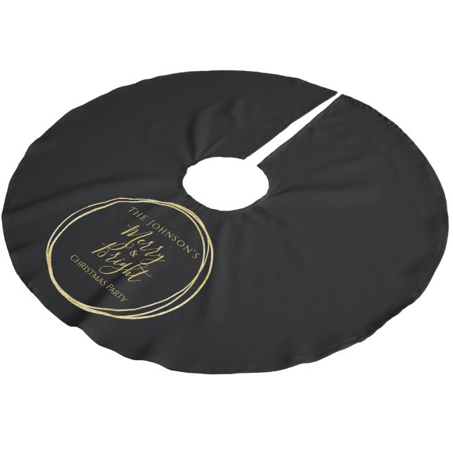 Jupon De Sapin En Polyester Brossé Noël Black Gold (Angle)