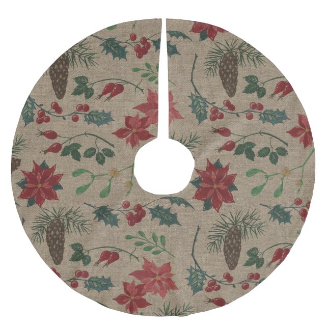 Jupon De Sapin En Polyester Brossé Noël botanique traditionnel (Devant)
