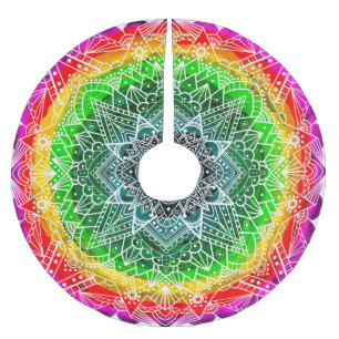 Jupon De Sapin En Polyester Brossé Noël coloré Rainbow Mandala