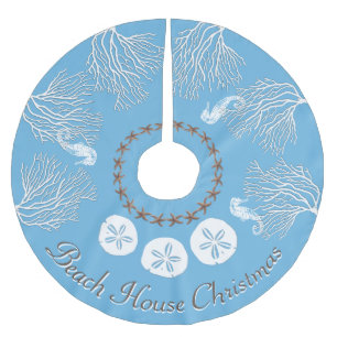 Jupon De Sapin En Polyester Brossé Noël côtier sous la mer bleue