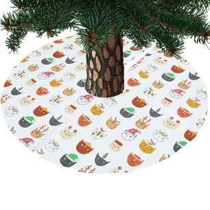 Jupon De Sapin En Polyester Brossé Noël de chats mignons