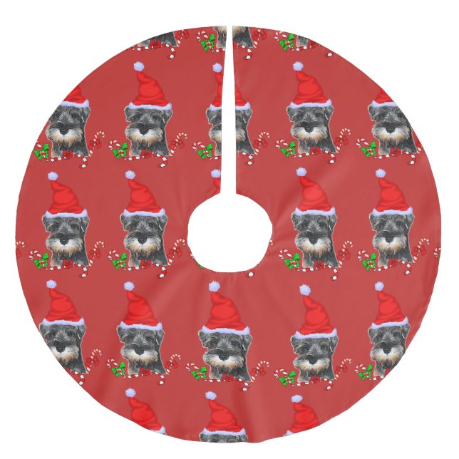 Jupon De Sapin En Polyester Brossé Noël de la mignonne miniature Schnauzer (Devant)