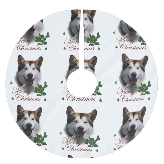 Jupon De Sapin En Polyester Brossé Noël de Malamute en Alaska (Devant)