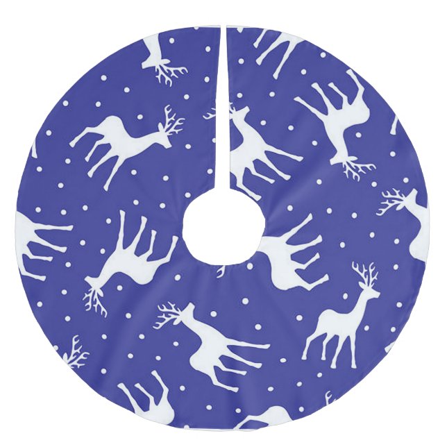 Jupon De Sapin En Polyester Brossé Noël des rennes blancs (Devant)