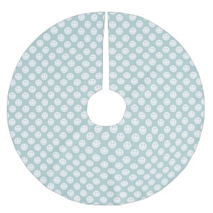 Jupon De Sapin En Polyester Brossé Noël des visages heureux en bleu