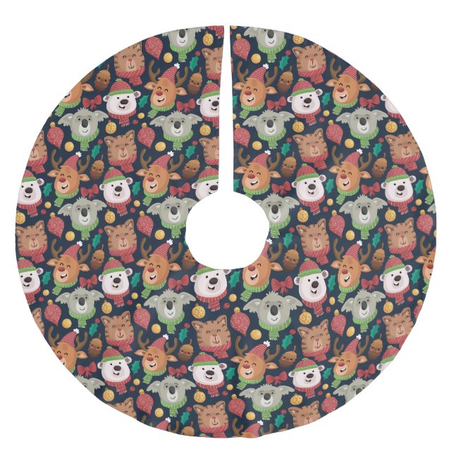 Jupon De Sapin En Polyester Brossé Noël drôle (Devant)
