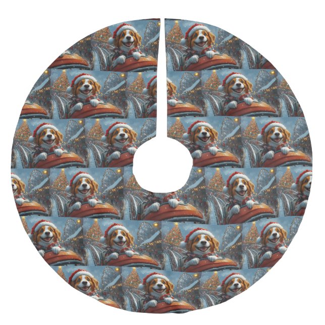 Jupon De Sapin En Polyester Brossé Noël du chien espagnol breton (Devant)