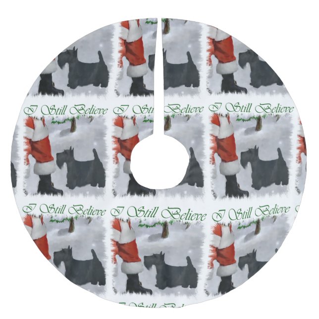 Jupon De Sapin En Polyester Brossé Noël écossais Terrier (Devant)