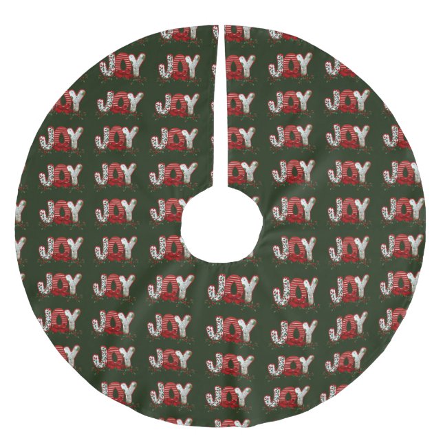 Jupon De Sapin En Polyester Brossé Noël Fête Joie (Devant)