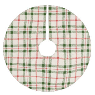 Jupon De Sapin En Polyester Brossé Noël forêt vert rouge blanc plâtre vintage
