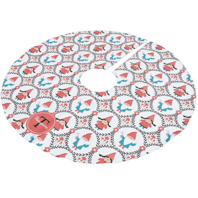 Jupon De Sapin En Polyester Brossé Noël Gnome personnalisé (Angle)