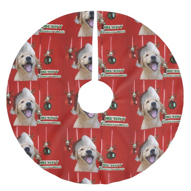 Jupon De Sapin En Polyester Brossé Noël Golden Retriever (Devant)