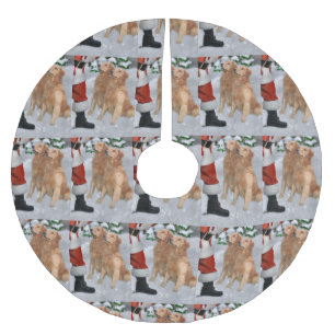 Jupon De Sapin En Polyester Brossé Noël Golden Retriever