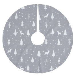 Jupon De Sapin En Polyester Brossé Noël gris et blanc