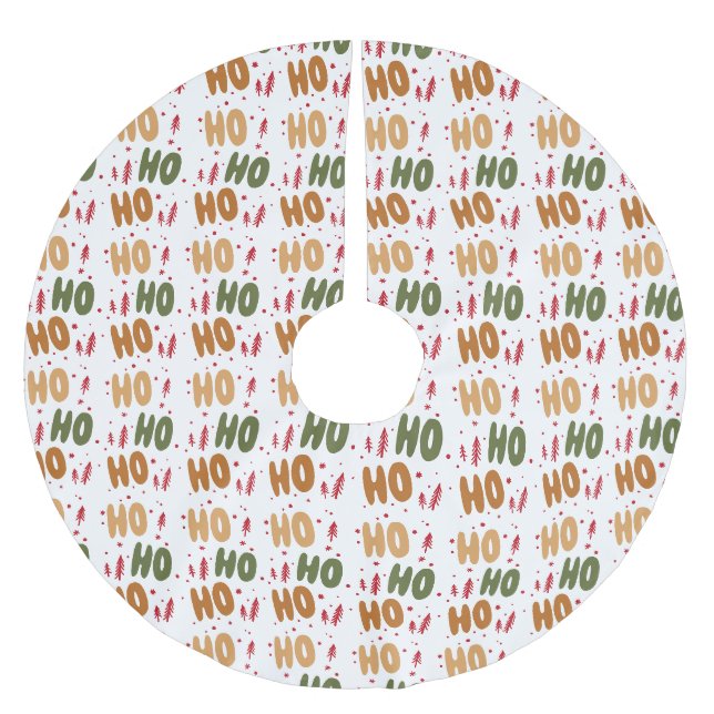Jupon De Sapin En Polyester Brossé Noël Ho Ho Ho (Devant)