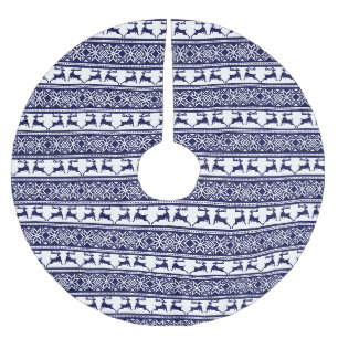 Jupon De Sapin En Polyester Brossé Noël, le bleu et le blanc scandinave