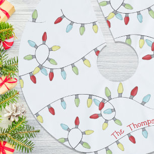 Jupon De Sapin En Polyester Brossé Noël mignon Lumière Whimsical Fun Typographie