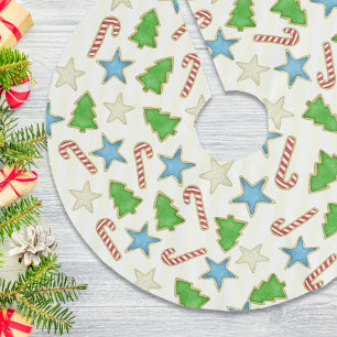 Jupon De Sapin En Polyester Brossé Noël Mignonne vacances Whimsical Cookie Coutouts