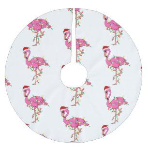 Jupon De Sapin En Polyester Brossé noël moche santa claus flamingo