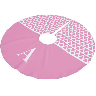 Jupon De Sapin En Polyester Brossé Noël Motif rose chaud Monogramme