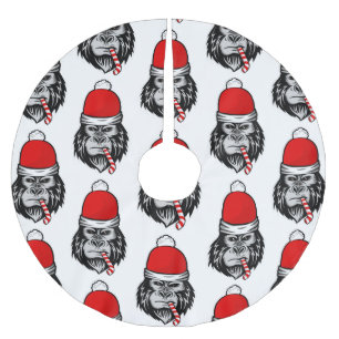 Jupon De Sapin En Polyester Brossé Noël père Noël gorilla