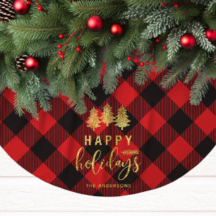 Jupon De Sapin En Polyester Brossé Noël personnalisé à carreaux de Buffalo