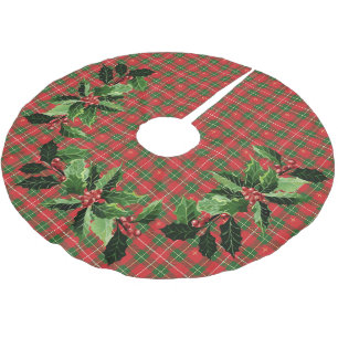 Jupon De Sapin En Polyester Brossé Noel Plat Irlandais Rouge