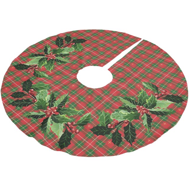 Jupon De Sapin En Polyester Brossé Noel Plat Irlandais Rouge (Angle)