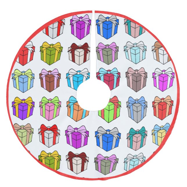 Jupon De Sapin En Polyester Brossé Noël présente sous l'arbre de Noël (Devant)