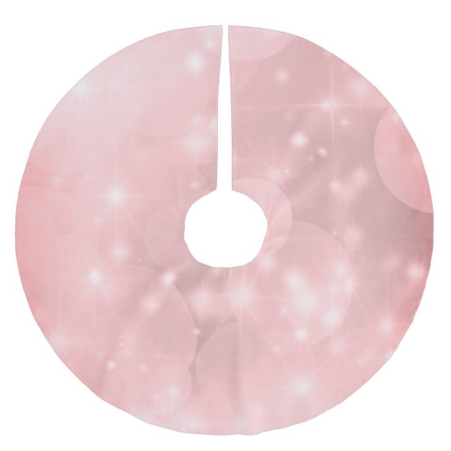 Jupon De Sapin En Polyester Brossé Noël rose pâle de luxe (Devant)