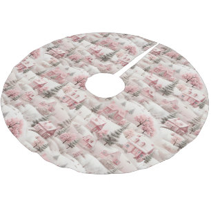 Jupon De Sapin En Polyester Brossé Noël rose vintage