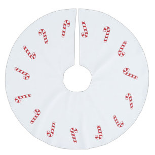Jupon De Sapin En Polyester Brossé Noël rouge blanc sucre de canne mignon moderne