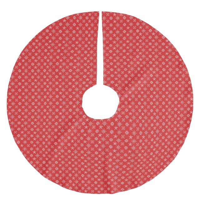 Jupon De Sapin En Polyester Brossé Noël Rouge Blanc Vacances Élégantes (Devant)