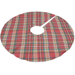 Jupon De Sapin En Polyester Brossé Noël rouge rustique plaid