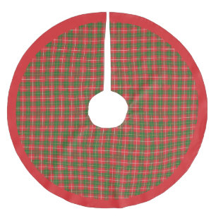 Jupon De Sapin En Polyester Brossé Noël Rouge, Vert, Blanc Plat