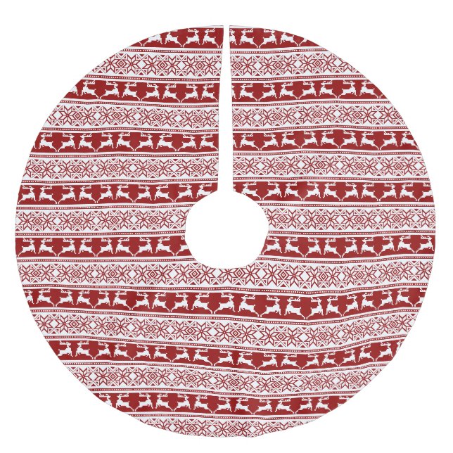 Jupon De Sapin En Polyester Brossé Noël scandinave renne (Devant)