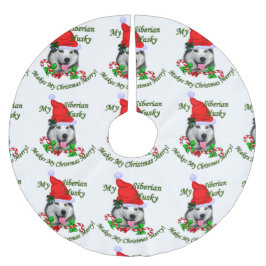 Jupon De Sapin En Polyester Brossé Noël sibérien Husky