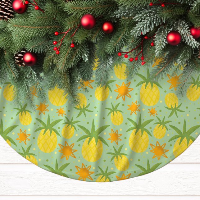 Jupon De Sapin En Polyester Brossé Noël tropical à l'ananas (Créateur téléchargé)
