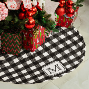 Jupon De Sapin En Polyester Brossé Noir Blanc Buffle Plaid Monogramme personnalisé