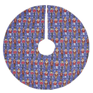 Jupon De Sapin En Polyester Brossé Noisette Soldats Joli Noël Bleu neige