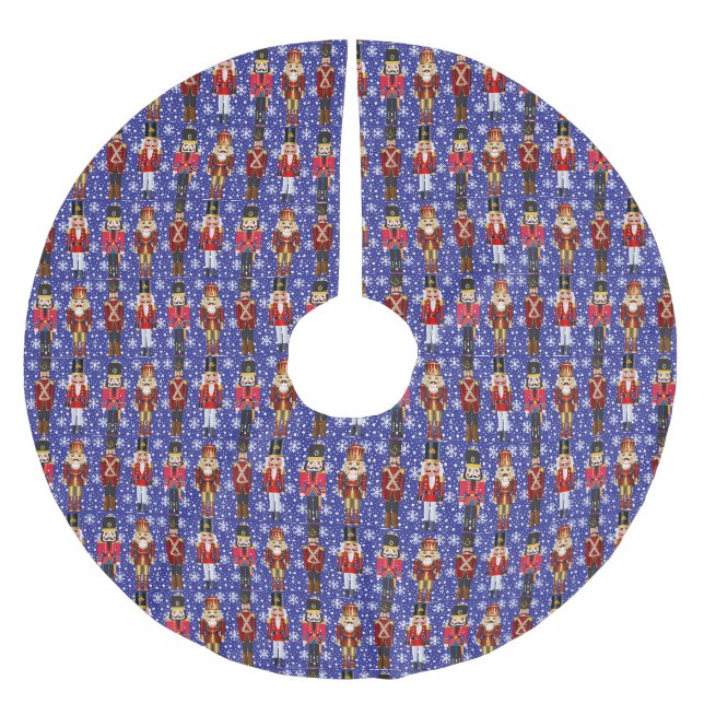 Jupon De Sapin En Polyester Brossé Noisette Soldats Joli Noël Bleu neige (Devant)