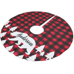 Jupon De Sapin En Polyester Brossé Nom de famille rustique de plaid de contrôle de