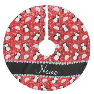 Jupon De Sapin En Polyester Brossé Nom personnalisé neon rouge parties scintillant pi