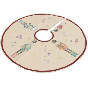 Jupon De Sapin En Polyester Brossé Nutcrackers Aquarelle Thème Noël