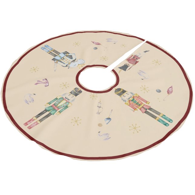 Jupon De Sapin En Polyester Brossé Nutcrackers Aquarelle Thème Noël (Angle)