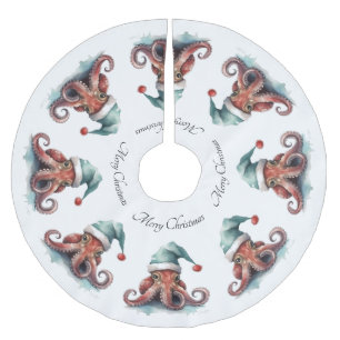 Jupon De Sapin En Polyester Brossé Octopus de Noël, personnalisable