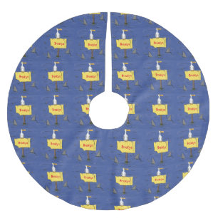 Jupon De Sapin En Polyester Brossé Oiseau de mer amusant entouré de dessins animés de