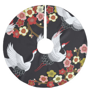 Jupon De Sapin En Polyester Brossé Oiseaux volants : Heron de grue japonais.