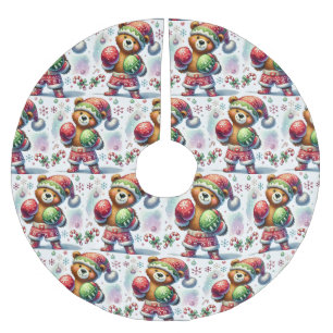 Jupon De Sapin En Polyester Brossé Ombre Boxe Ours de Fête